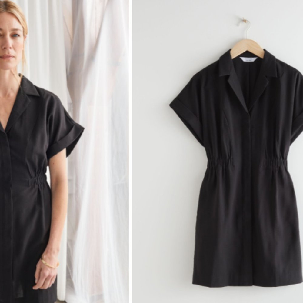 Other Stories Button Down Black Shirt Dress Mini. Size 12